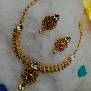 22K God Antique Kundan Necklace Set by Ranka Jewellers