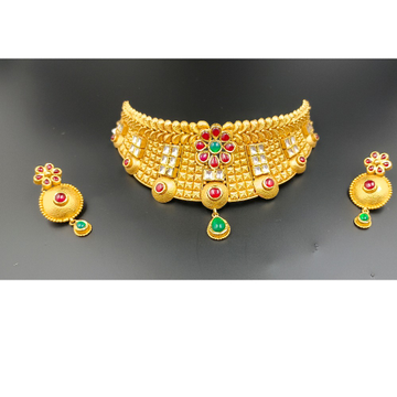 22K Gold Antique Necklace Set For Women by Ranka Jewellers