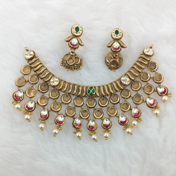 22K Gold Antique Choker Set by Ranka Jewellers