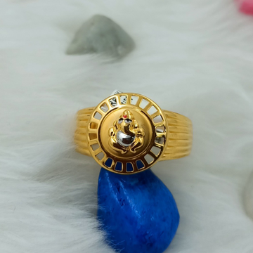 916 GOLD GANESHA PLAIN CASTING GENTS RING by Ranka Jewellers