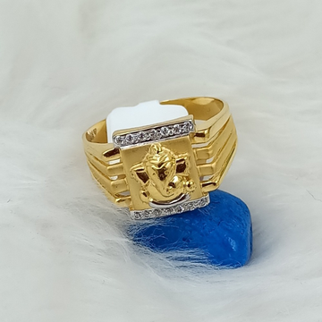 916 GOLD GANESHA CZ GENTS RING by Ranka Jewellers