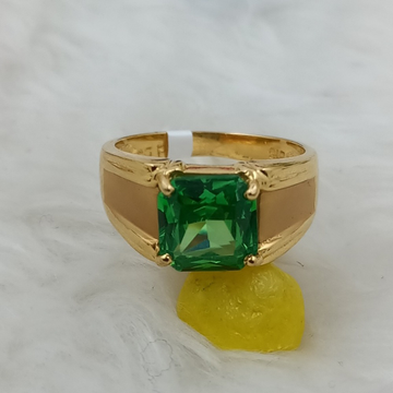 916 GOLD GREEN STONE GENTS RING by Ranka Jewellers