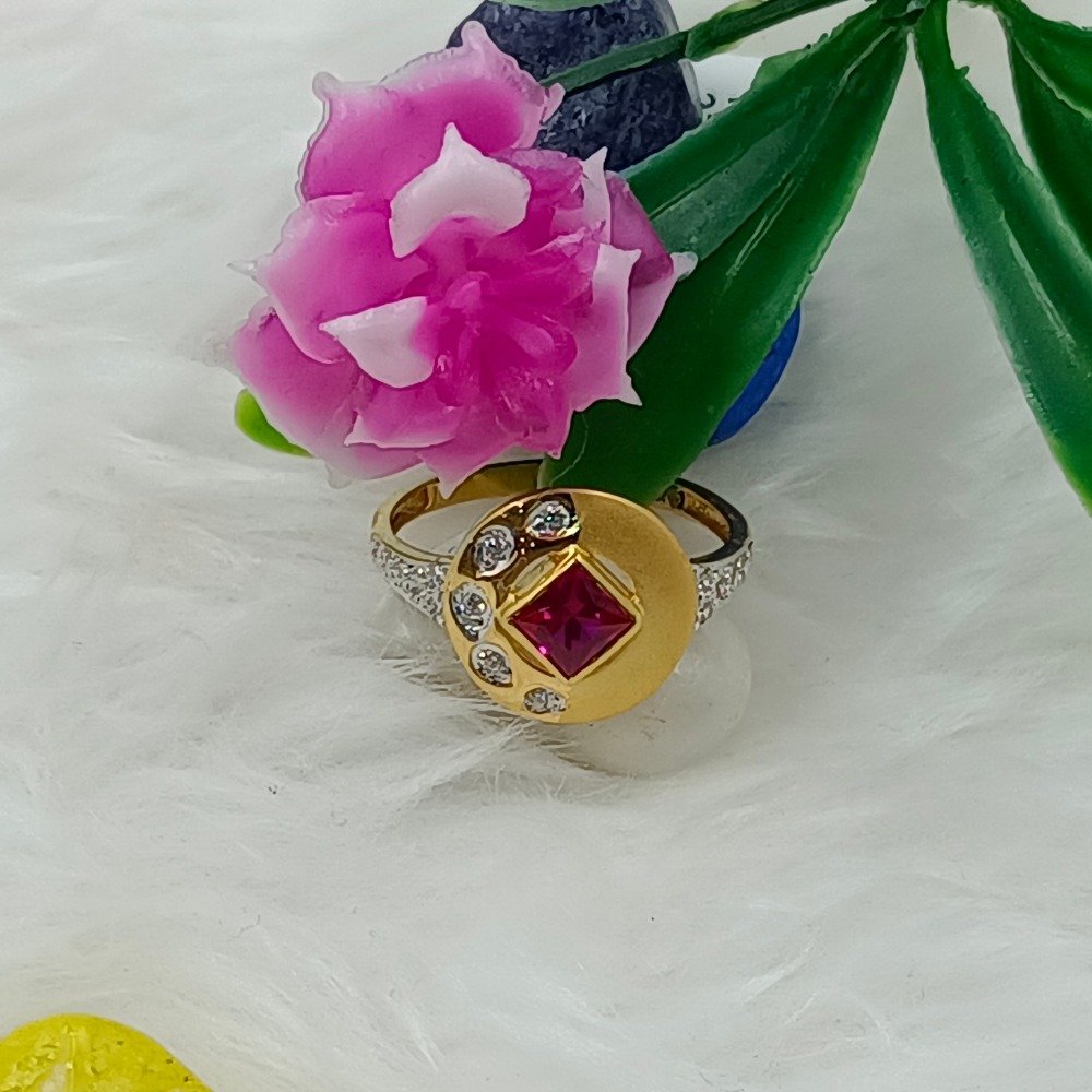 22K Gold Royal Red Stone Ring