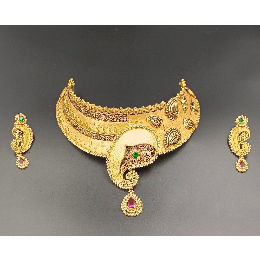 916 Gold Antique Kundan Set For Wedding