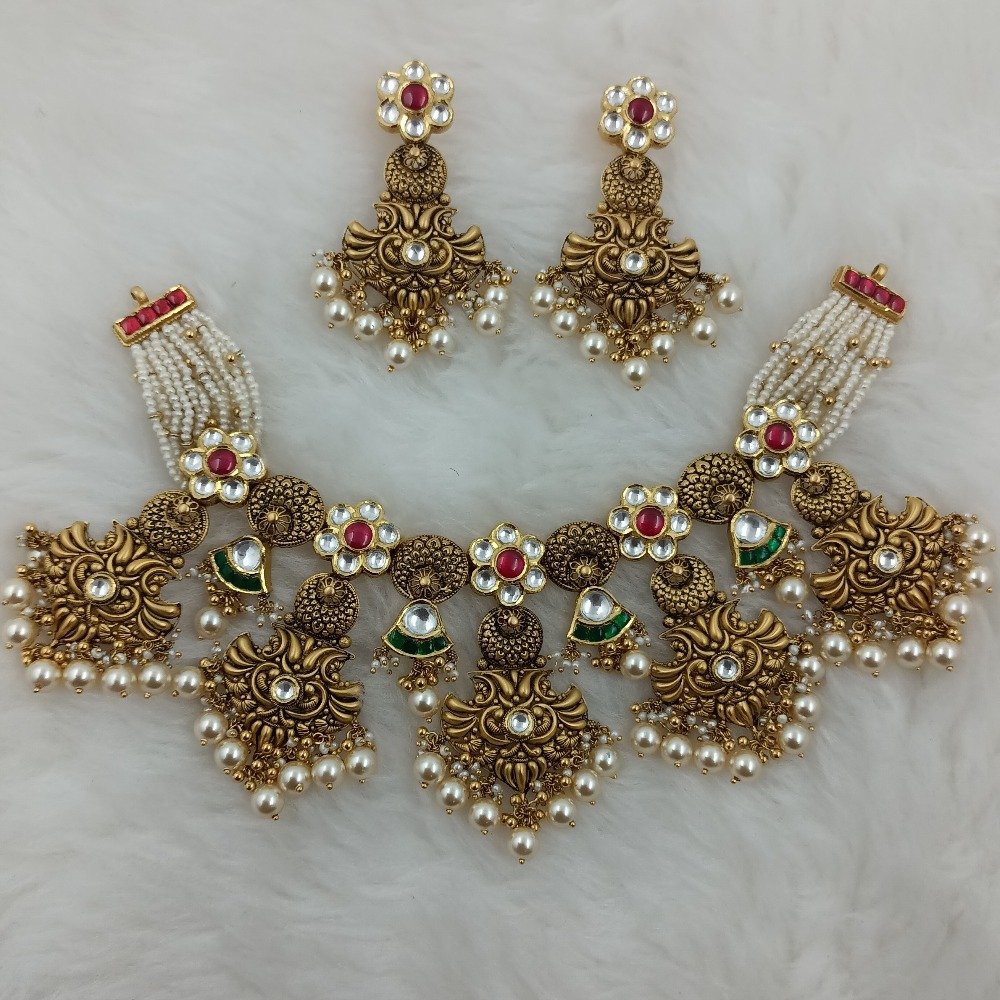 916 Gold Antique Bridal Necklace Set